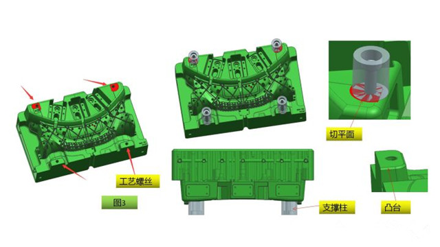 在注塑汽車模具設(shè)計(jì)中，工藝螺絲是必不可少的輔助工具